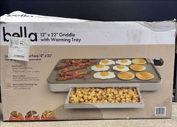 Bella 12″ x 22″ XL Ceramic Griddle with Warming Tray