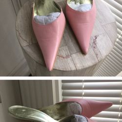Brand new purchased in Italy pink leather mules. Sz 6.5