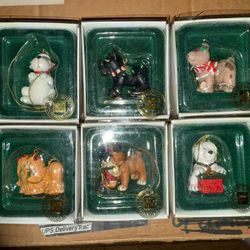 Russ Hand Painted Dog Ornament Lot
