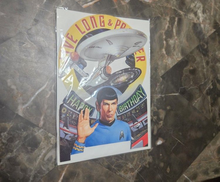 vintage pop up greeting card Star Trek Spock Live Long And Prosper Bin 53