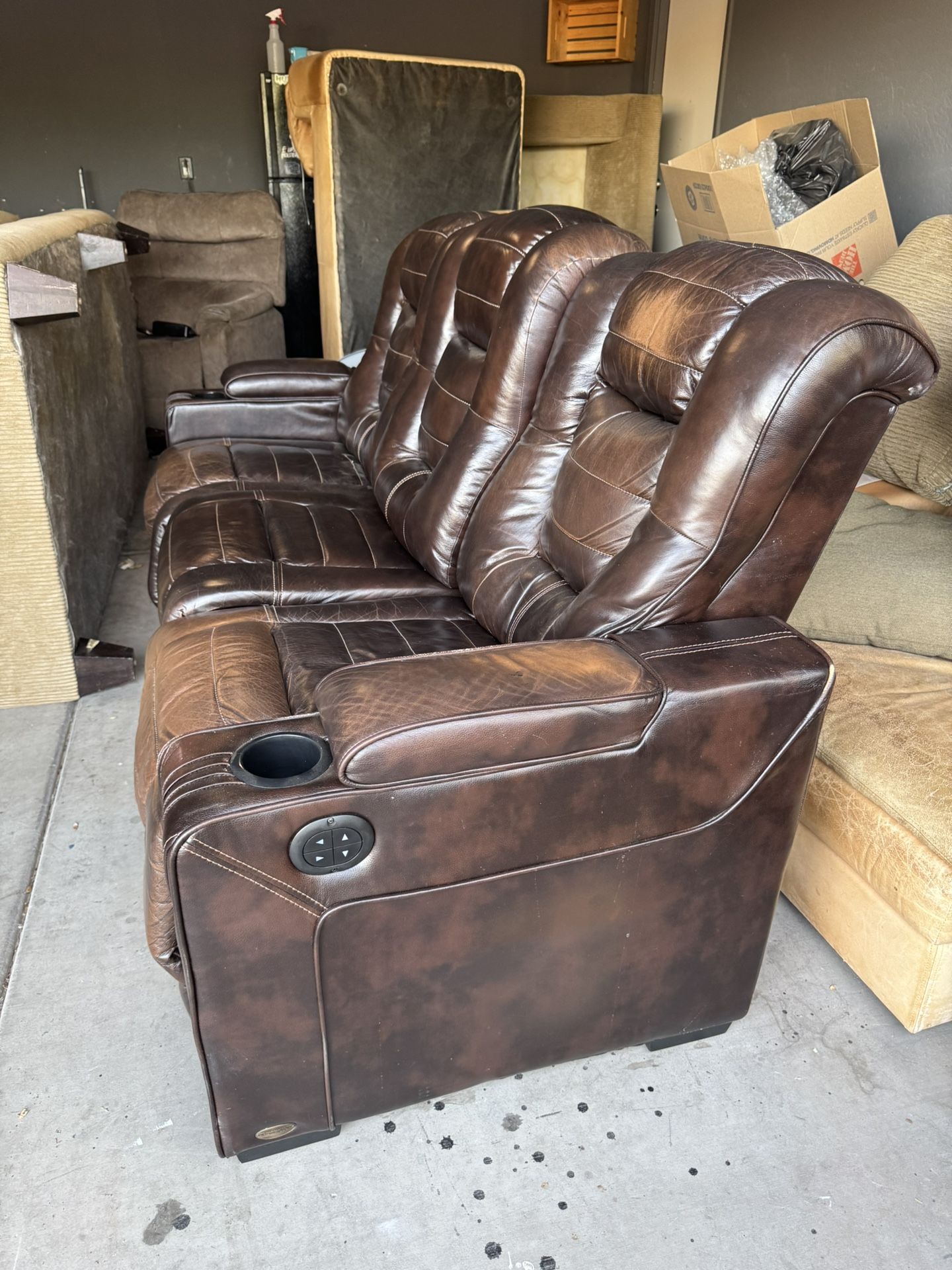 Leather Power Reclining Sofa