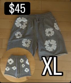 Gray denim tear shorts