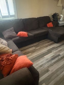 Brown Corduroy Sectional