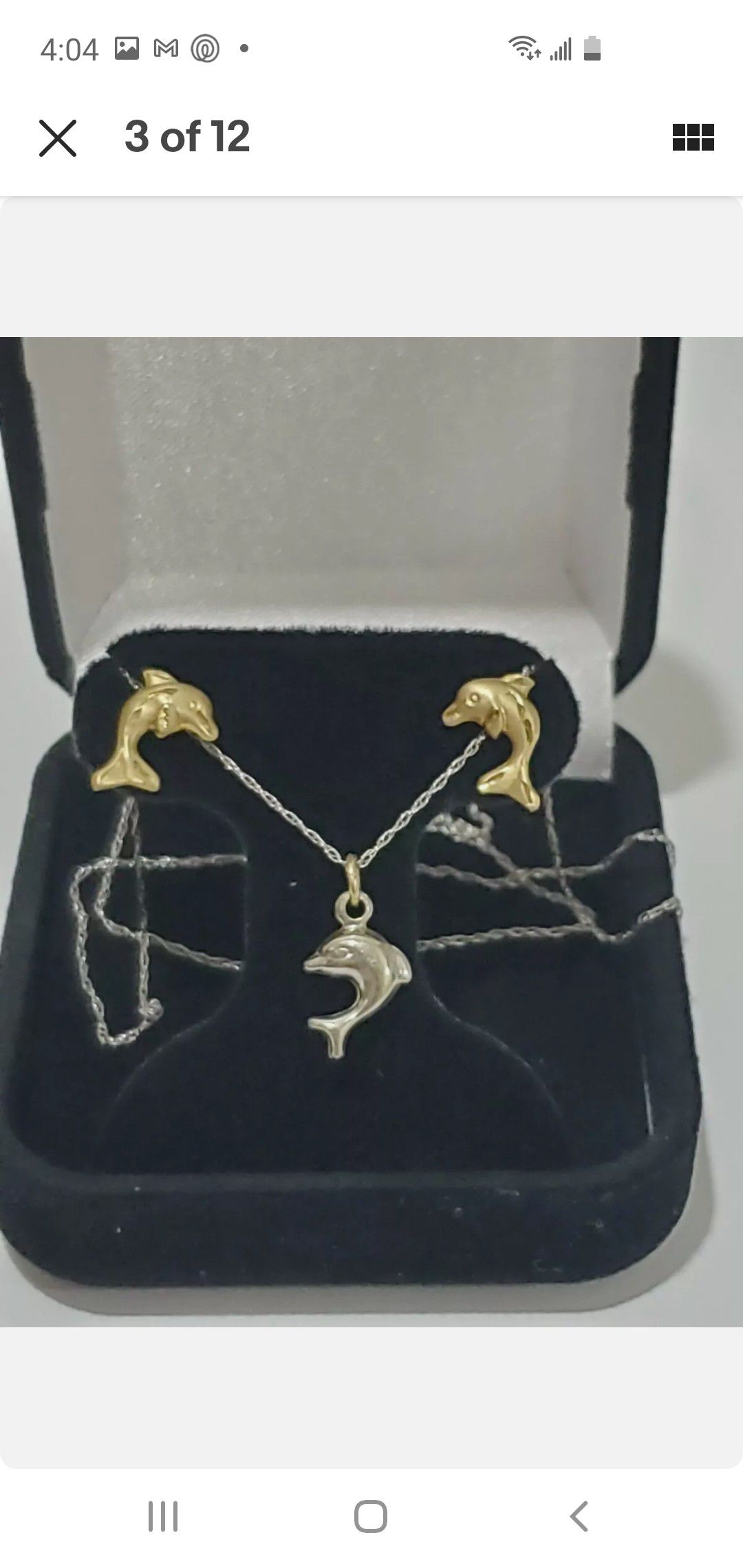Solid 10k Gold Earrings & Necklace Set