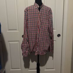 Men’s Blue Red And White Plaid Shirt, Long Sleeve, Size XL.  H&M. $8.00