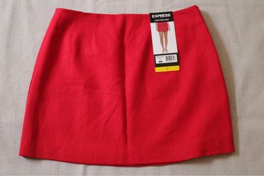 Express Linen Blend Mini Skirt Women's Medium Red NWT $58 MSRP Holiday Party