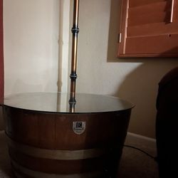 Custom End Table With Glass Top  