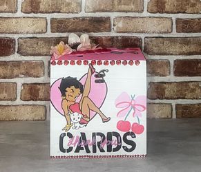 Betty Boop hand painted wooden card/gift box