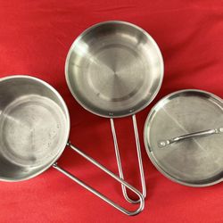 Stainless Steel Kids Kitchen Play Pan Set-3 Pieces