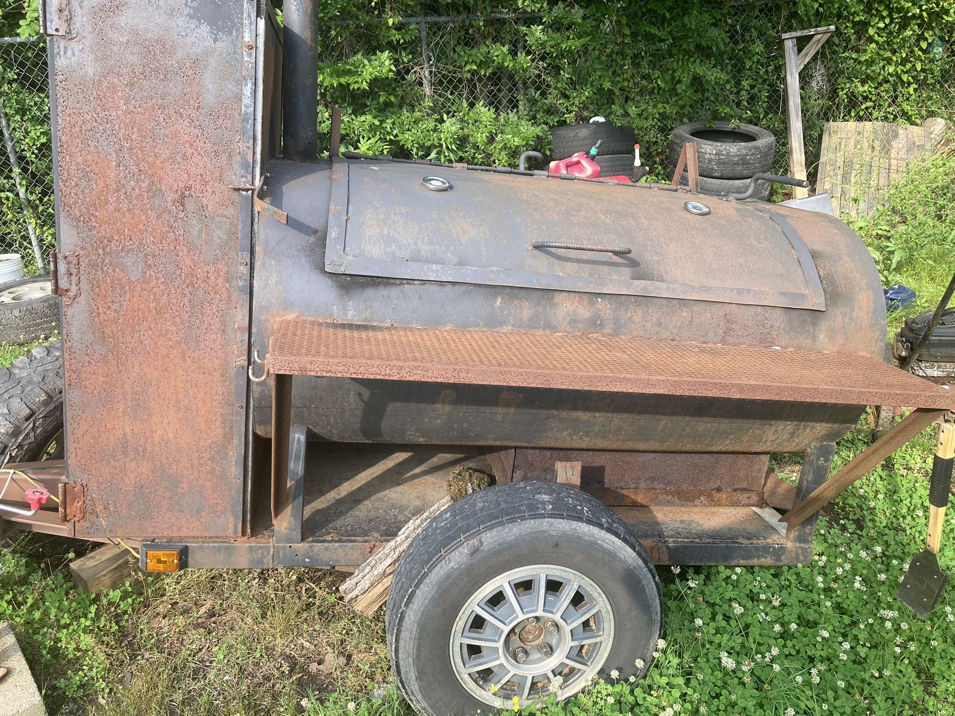 Homemade Smoker/Grill With Trailer And Lights In Good Condition