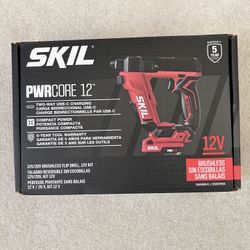 SKIL PWR CORE 12/20V 12-volt 1/4-in Keyless Brushless Cordless FLIP DRILL, 12V 2Ah Battery