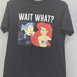 Disney Little Mermaid. "Wait What ?" Black Ladies Shirt Size S
