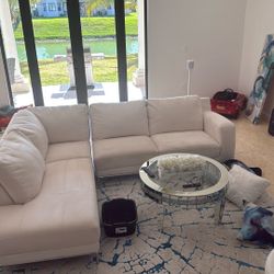 Living Room Set White Suede