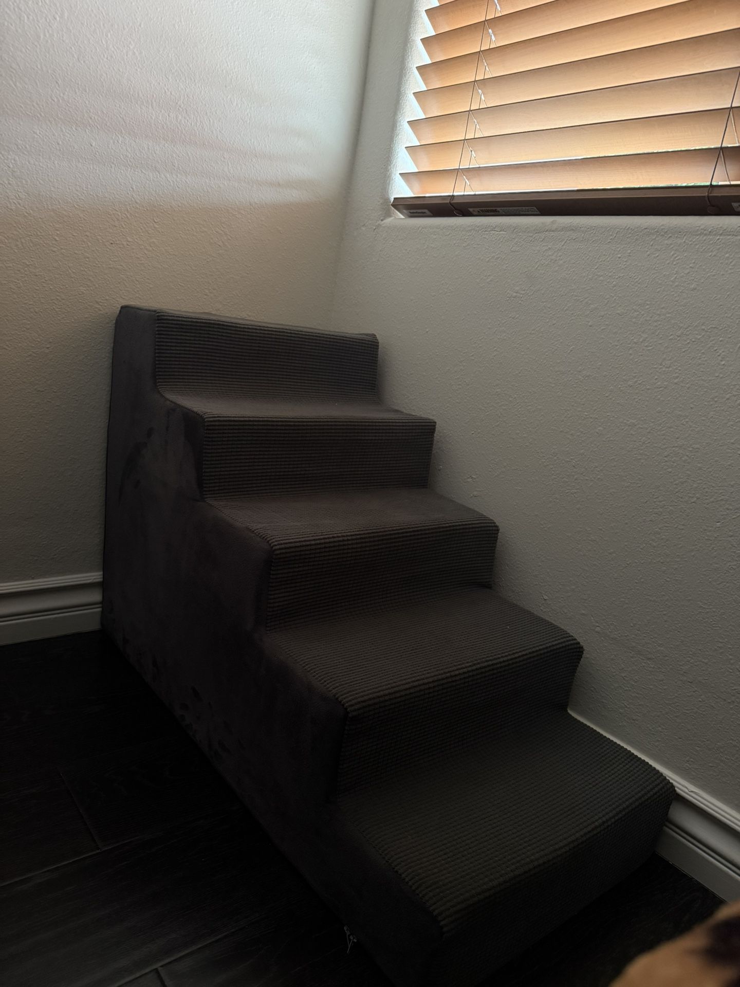 Dog Stairs for Small Dog and Cats,23”H Non-Slip Bottom Pet Steps for High Beds and Couch,High-Density Foam Pet Stairs Grey,5 Steps