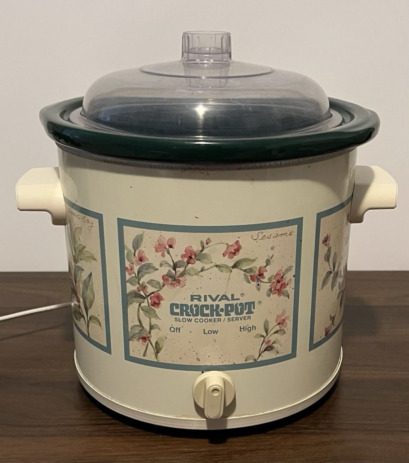 Vintage Rival Crock Pot 3.5 Qt Mod 3150 Slow Cooker Sesame Flower