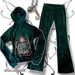 Vintage Y2K Juicy Couture Tracksuit "Forrest Green/Multicolor"