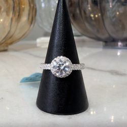 Solid .925 Sterling Silver Moissanite Ring 