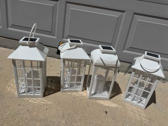 Set of 4 White Solar Outdoor Lanterns,$3 each