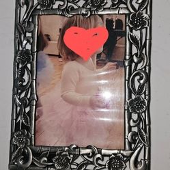 6x8" Roses Theme Silver Photo Frame