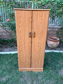 Oak Finish 2-Door Storage Cabinet