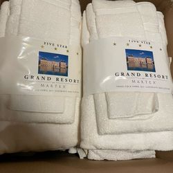 New! Five Star Grand Resort towel set by Martex! Two sets! Highest quality!