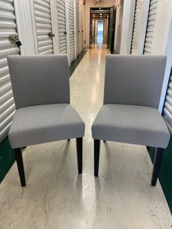 Set of 4 Gray Upholstered Dining Chairs