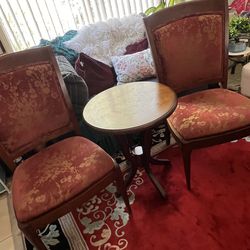 Solid Upholstered Wood chairs with table