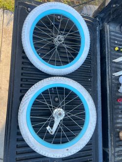 16" inch bicycle wheels with bell white tires blue rims bike 16x2.125 BMX