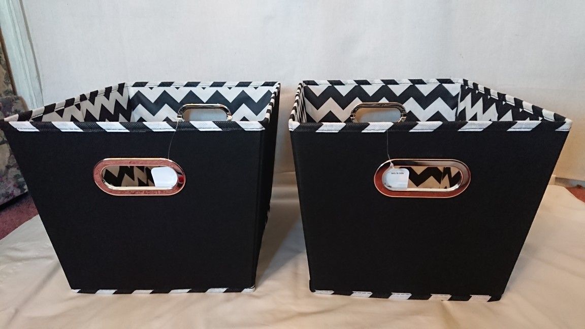 Black & White Tapered Storage Bins with Designs