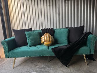 Green Sofa Velvet Loveseat