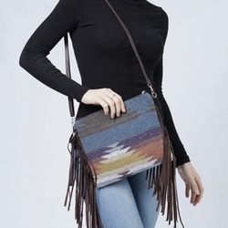 Women's Bag Aztec Pattern Crossbody with Fringe