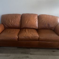 Leather Couch And Chair With Ottoman