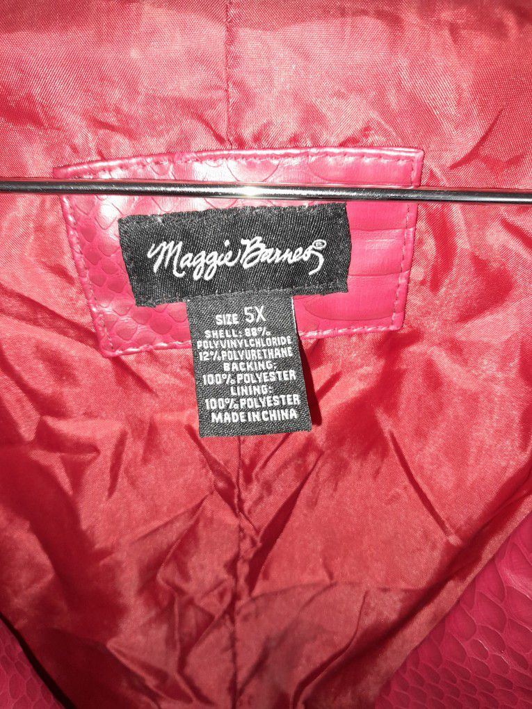 5x Maggie Barnes Red Leather Coat 