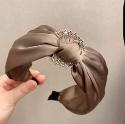 Party 1-Pack Of New Solid Color Fabric Rhinestone-Encrusted Hairbands, Knotted Headbands, Wide-Brimmed, Simple, Daily Korean Style, Generous Elegant, 