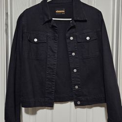 Like New Size Large Women Black Jeans Jacket 