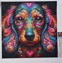 Daschound Multi Colored Face Diamond Painting