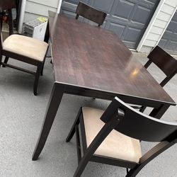 Solid Wood Dining Table with 4 Chairs – Dark Espresso Finish