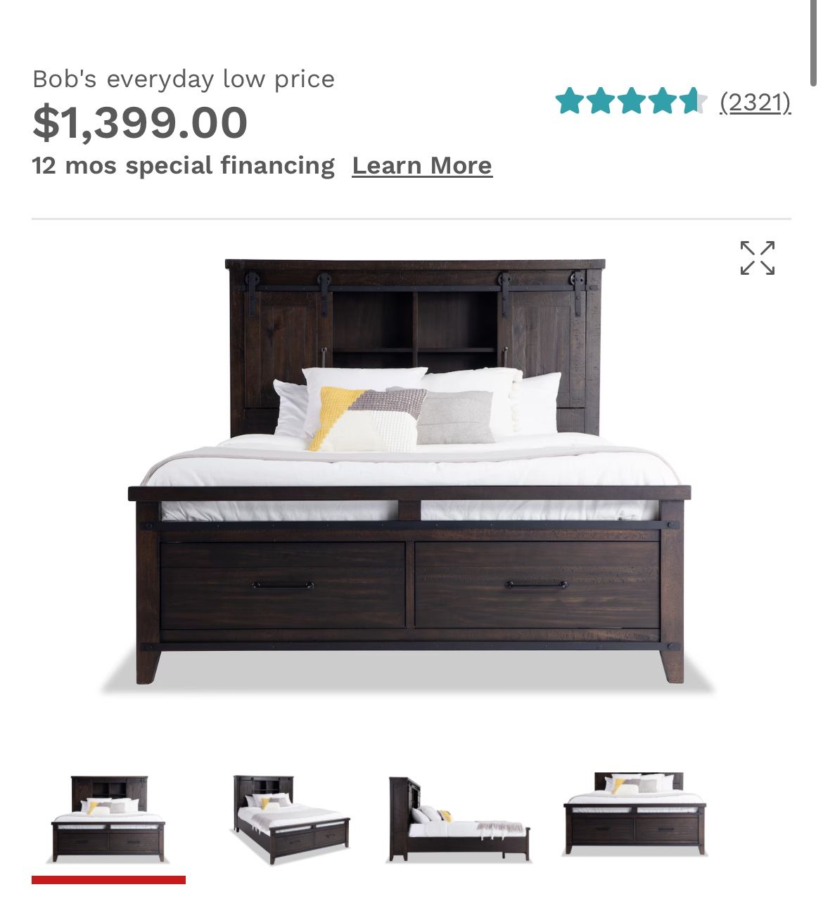 Montana King Brown Bookcase Storage Bed