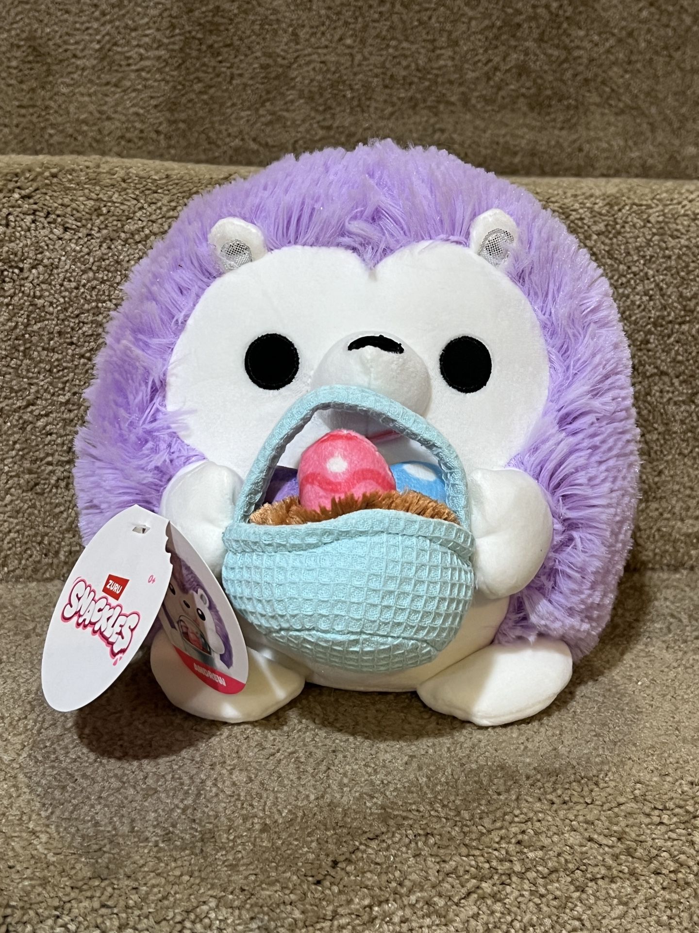 Snackles 8" Hedgehog Basket of eggs Stuffed Animal Easter plush