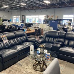 Blue Leather Sofa Loveseat 💙⭐️ $1,899