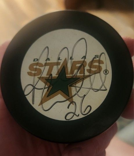 Dallas Stars Hockey Puck With Autograph
