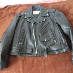 Vintage Excelled Size 46 Black Leather  Brando Motorcycle Jacket