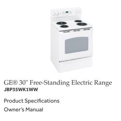 GE® 30" Free-Standing Electric Range