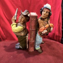 Vintage Cowboy & Indian Bookends - As Is / Missing Piece
