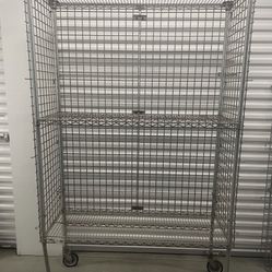 Metal Rolling shelf With Locking Cabinet Doors 