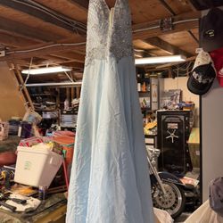 Light Blue Halter Top Prom Dress Sz 6