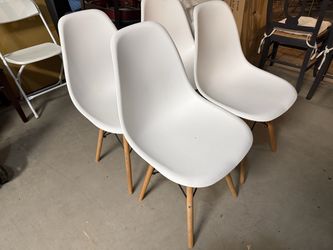 Modern plastic white dining chairs set of 4