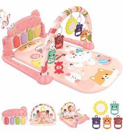 BRAND NEW NEVER USED Pink Animal Baby Play Gym Mat, 4-Key Piano for Newborn Toddlers