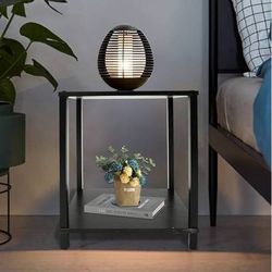 End Table 1-Pack, Small Side Table with Storage Shelf, Wooden Nightstand Beside Table for Living Room, Bedroom, Study, Easy Assembly (Black)