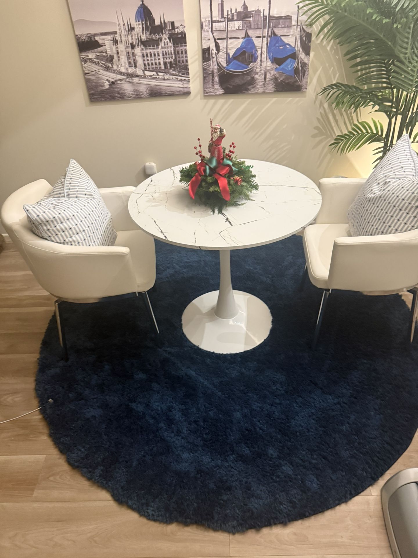 two Leather Seats Table And Rug